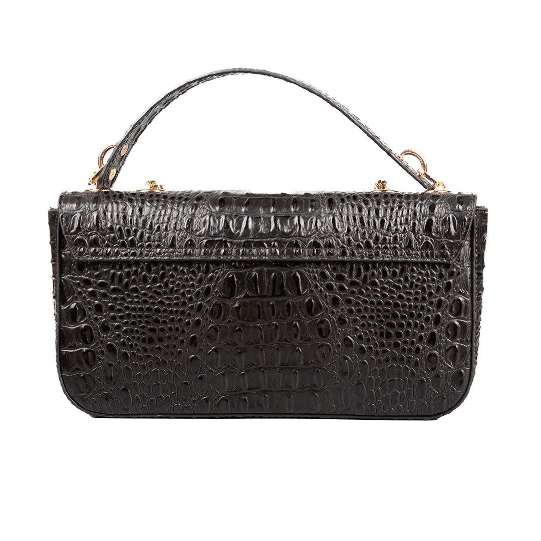 Crna torbica Tunis kroko - Zlato / 202