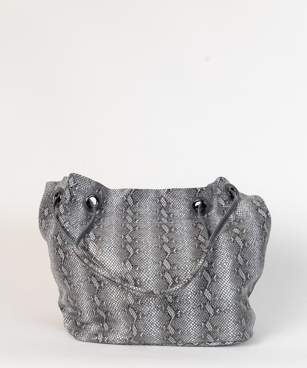 Srebrno siva torba Zmijski uzorak Sintra / 146